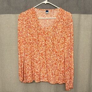 Old Navy Orange Floral Blouse Small